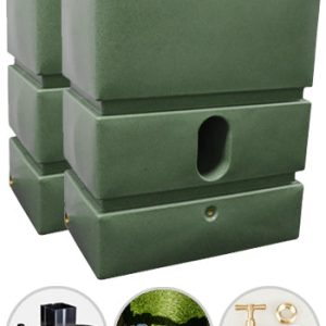 1200 Litre Water Butt Twin Pack Linked - Green Marble