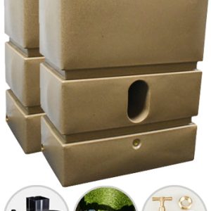 1200 Litre Water Butt Twin Pack Linked - Sandstone
