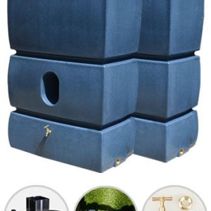 2 x 1500 Litre Water Butt Twin Pack Linked - Blue Stone