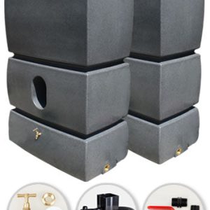 2 x 1500L Water Butt Twin Solo Pack - Millstone