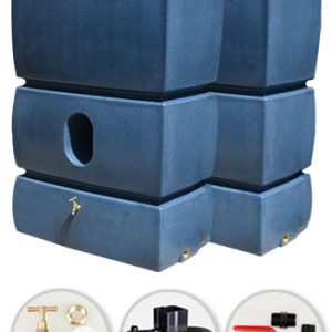 2 x 1500L Water Butt Twin Solo Pack - Blue Stone