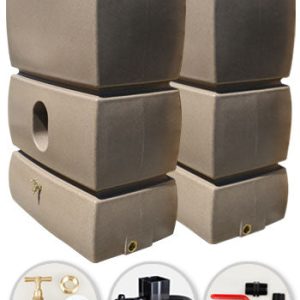 2 x 1500L Water Butt Twin Solo Pack - Sandstone