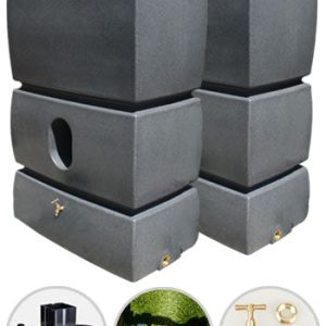 2 x 1500 Litre Water Butt Twin Pack Linked