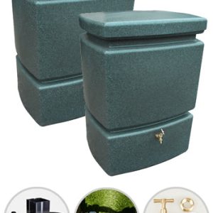 525 Water Butt Twin Pack Linked - Green Marble