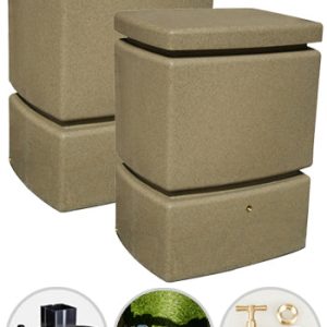525 Water Butt Twin Pack Linked - Sandstone