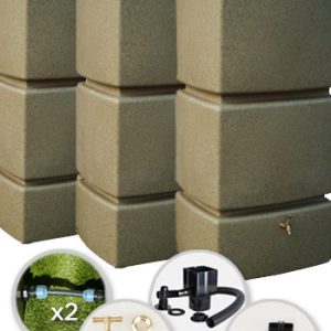 825 Litre Water Butt Triple Pack Linked - Sandstone
