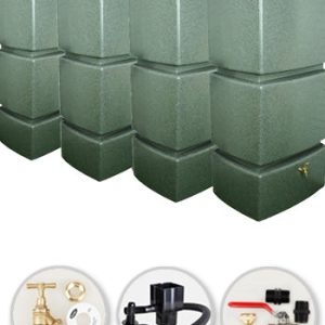 825 Litre Water Butt Quad Solo Pack - Green Marble