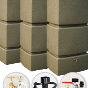 825 Litre Water Butt Triple Solo Pack - Sandstone